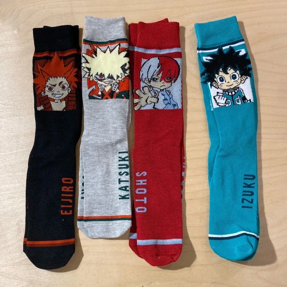 4 Pair Anime Character Socks Set Boys Shoe Size 6-10 (OE)